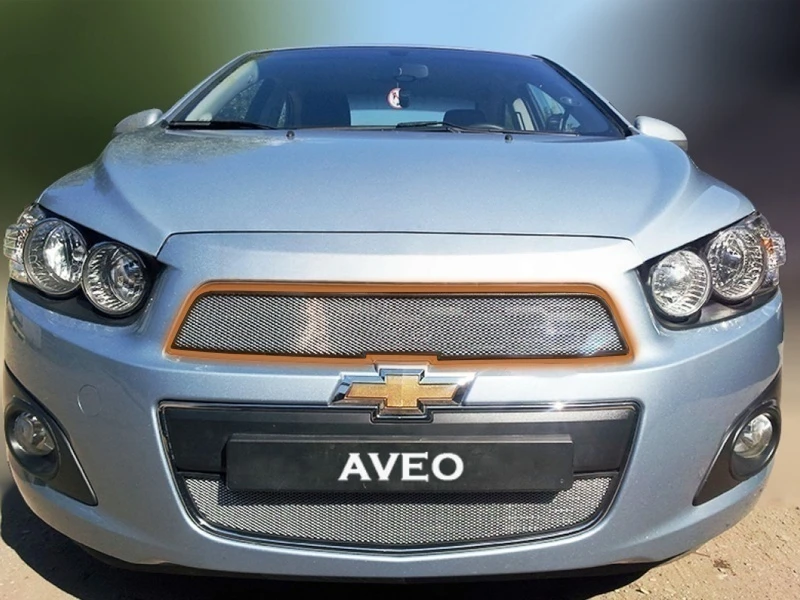 Защитная сетка радиатора верх для Chevrolet Aveo II Хром Стрелка 11 CHAV.top.chrome