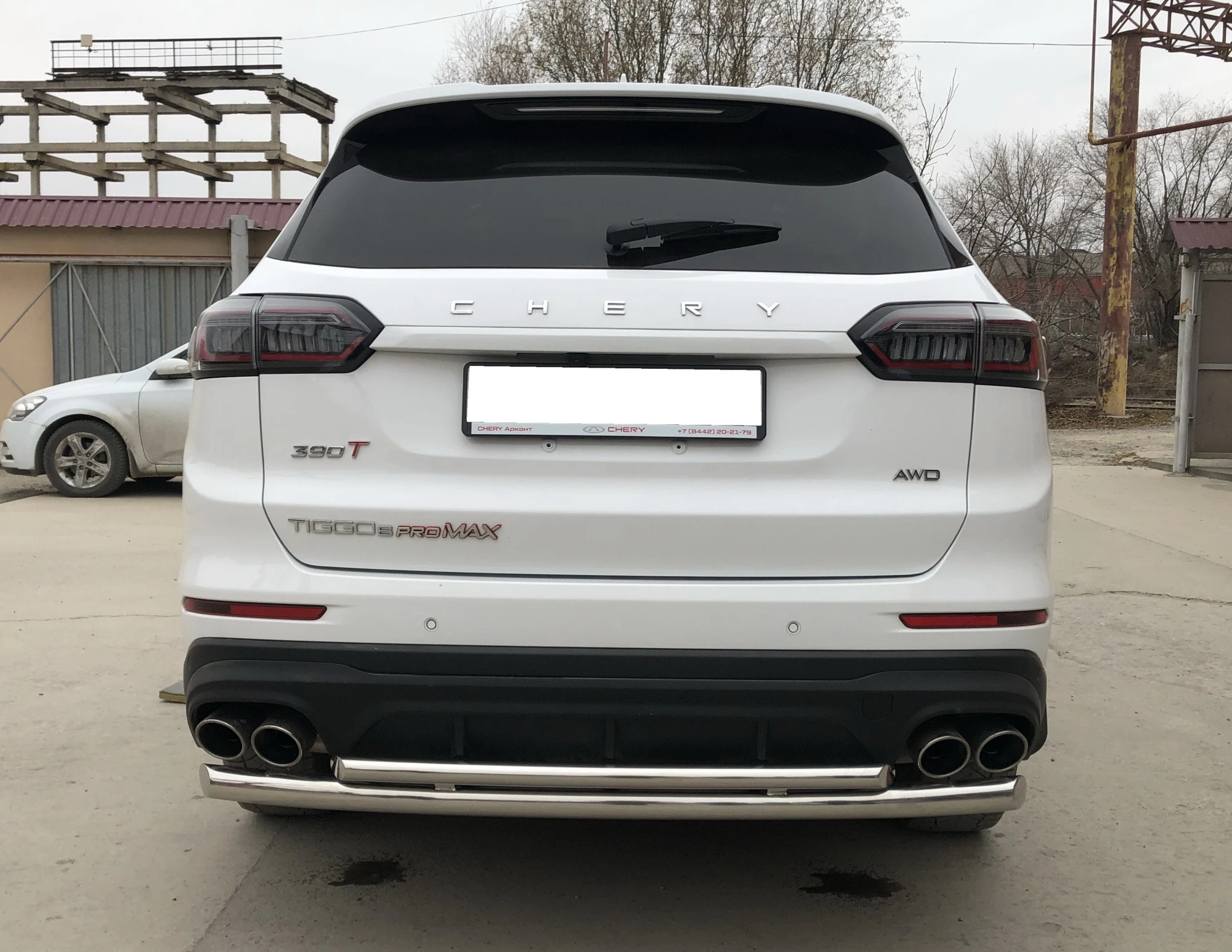 Защита заднего бампера двойная d60/42 мм для Chery Tiggo 8 Pro Max I Рестайлинг  Юко CTGPM.8.22.16