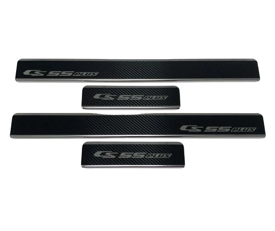 Накладки на пороги нержавеющая сталь под карбон 4шт. для Changan CS55PLUS I Рестайлинг