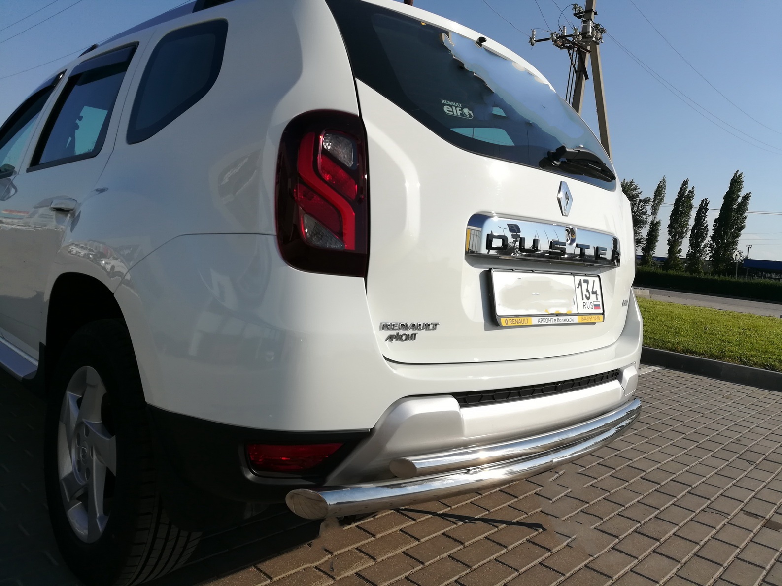 Защита заднего бампера двойная d60/42 мм для Renault Duster I Рестайлинг