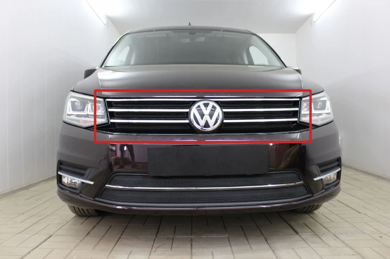 Защитная сетка радиатора верх 6 частей для Volkswagen Caddy IV Черный Стрелка 11 VWCAD15.top.black