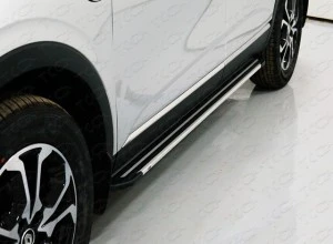 Пороги алюминиевые "Slim Line Silver" 1720 мм для Renault Arkana I Серебрянный ТСС RENARK19-21S