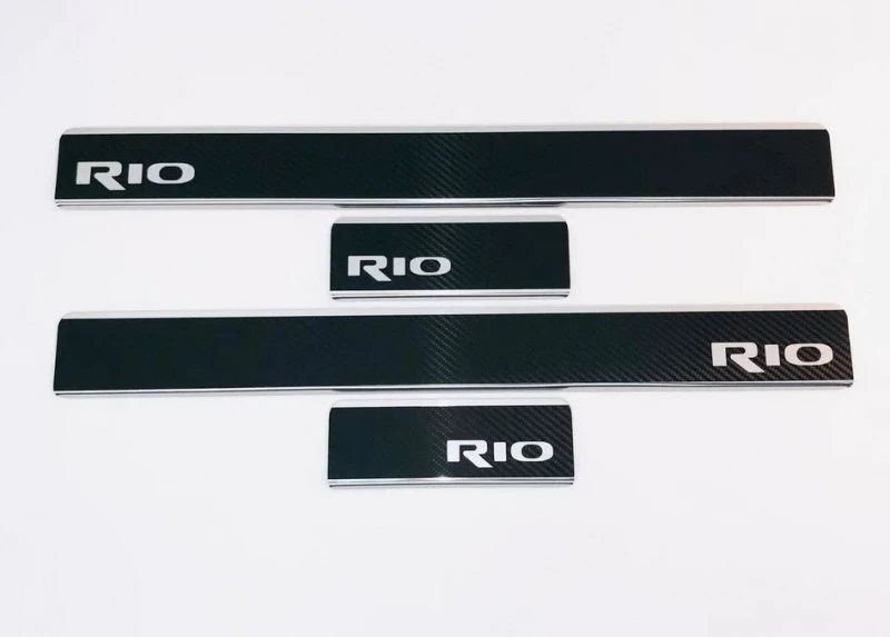 Накладки на пороги нержавеющая сталь под карбон 4шт. для Kia Rio IV Рестайлинг  INOX INOX.KIA.RIOYB.2017.CARBON