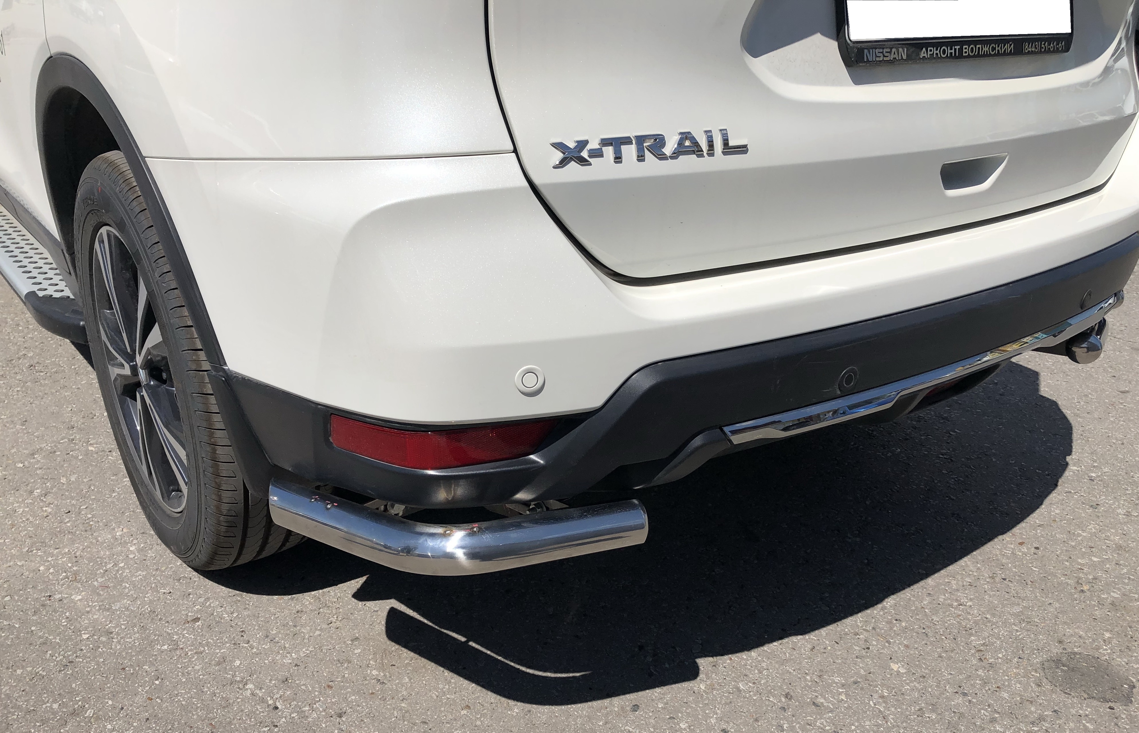Защита заднего бампера угловая d60 мм для Nissan X-Trail III Рестайлинг