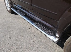 Пороги овальные с накладкой 120х60 мм для Haval H5 I