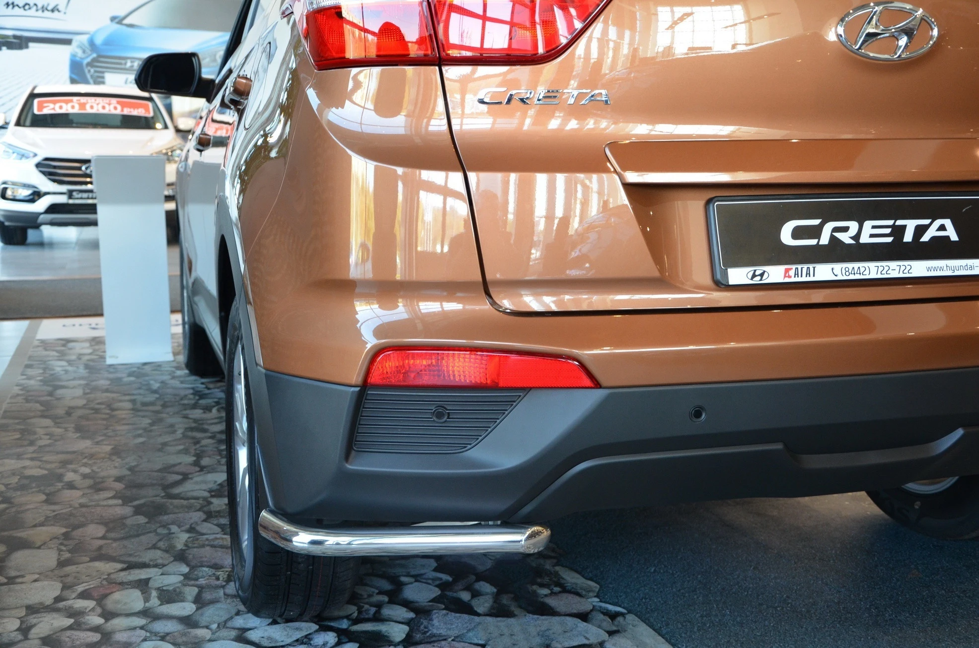Защита заднего бампера угловая d42 мм для Hyundai Creta I  Юко HYC.16.17