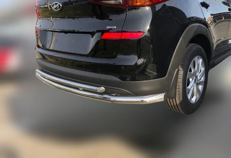 Защита заднего бампера двойная с двумя подгибами d60/42 мм для Hyundai Tucson III Рестайлинг  Юко HTUC.18.11-1