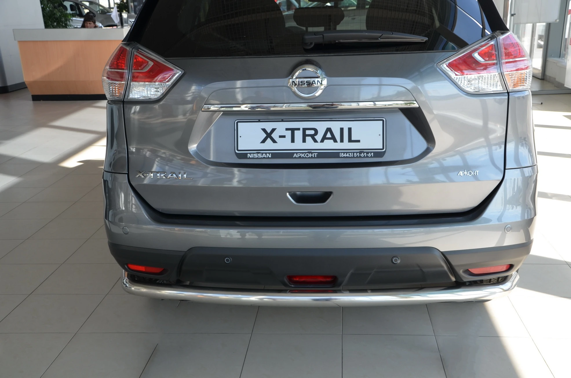 Защита заднего бампера угловая большая d60 мм для Nissan X-Trail III  Юко NXT.15.10-1