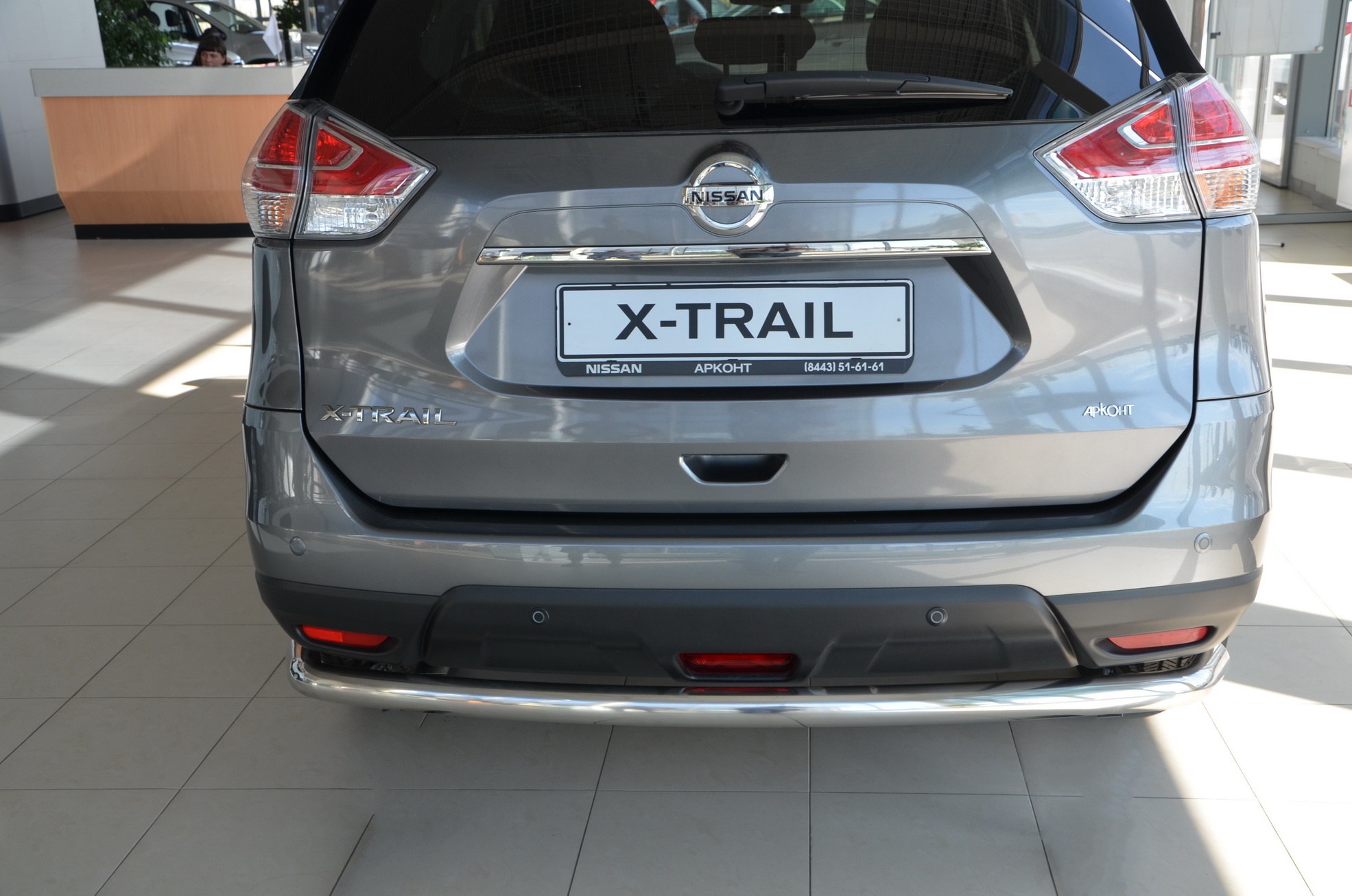 Защита заднего бампера угловая большая d60 мм для Nissan X-Trail III