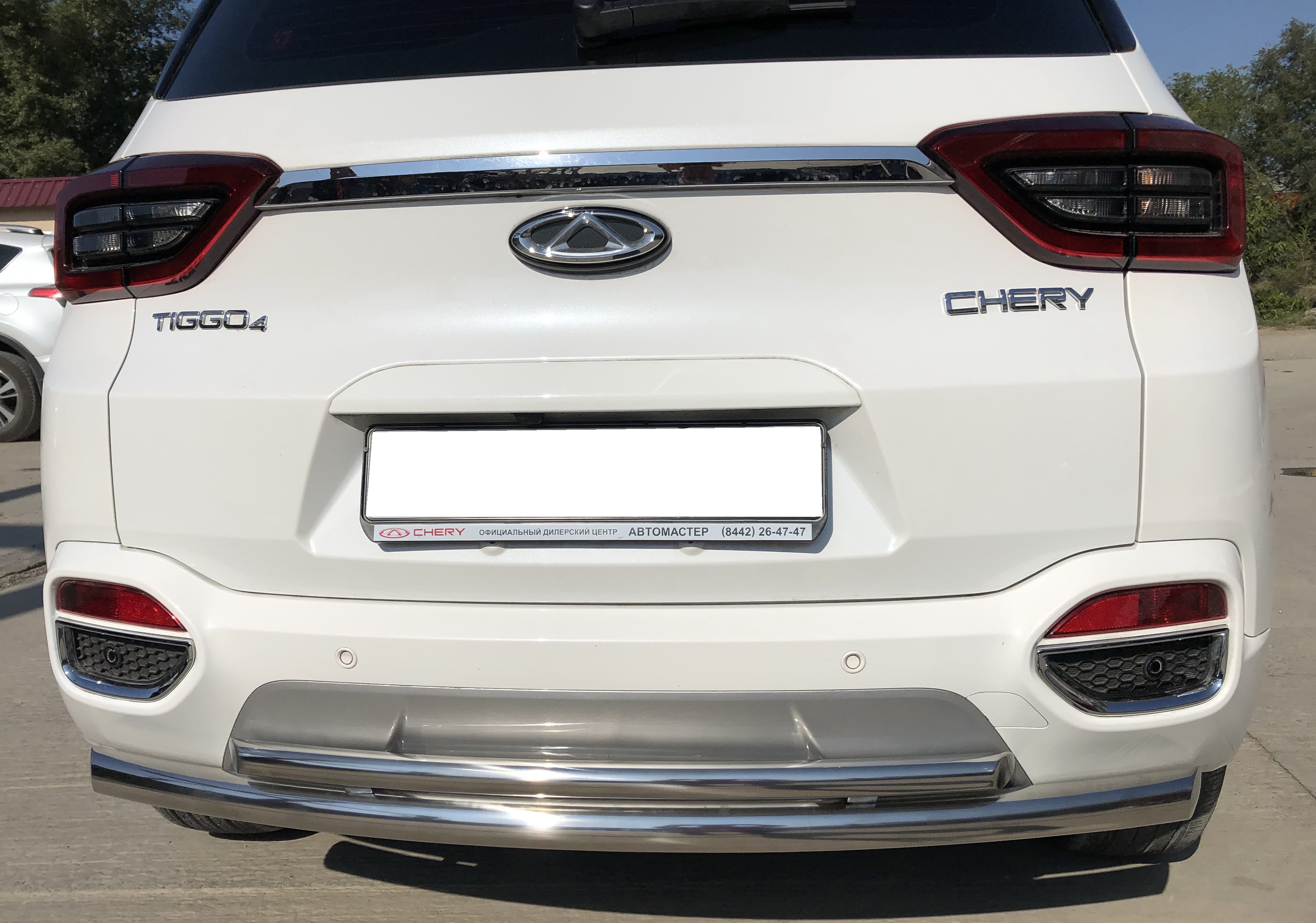Защита заднего бампера двойная d60/42 мм для Chery Tiggo 4 I
