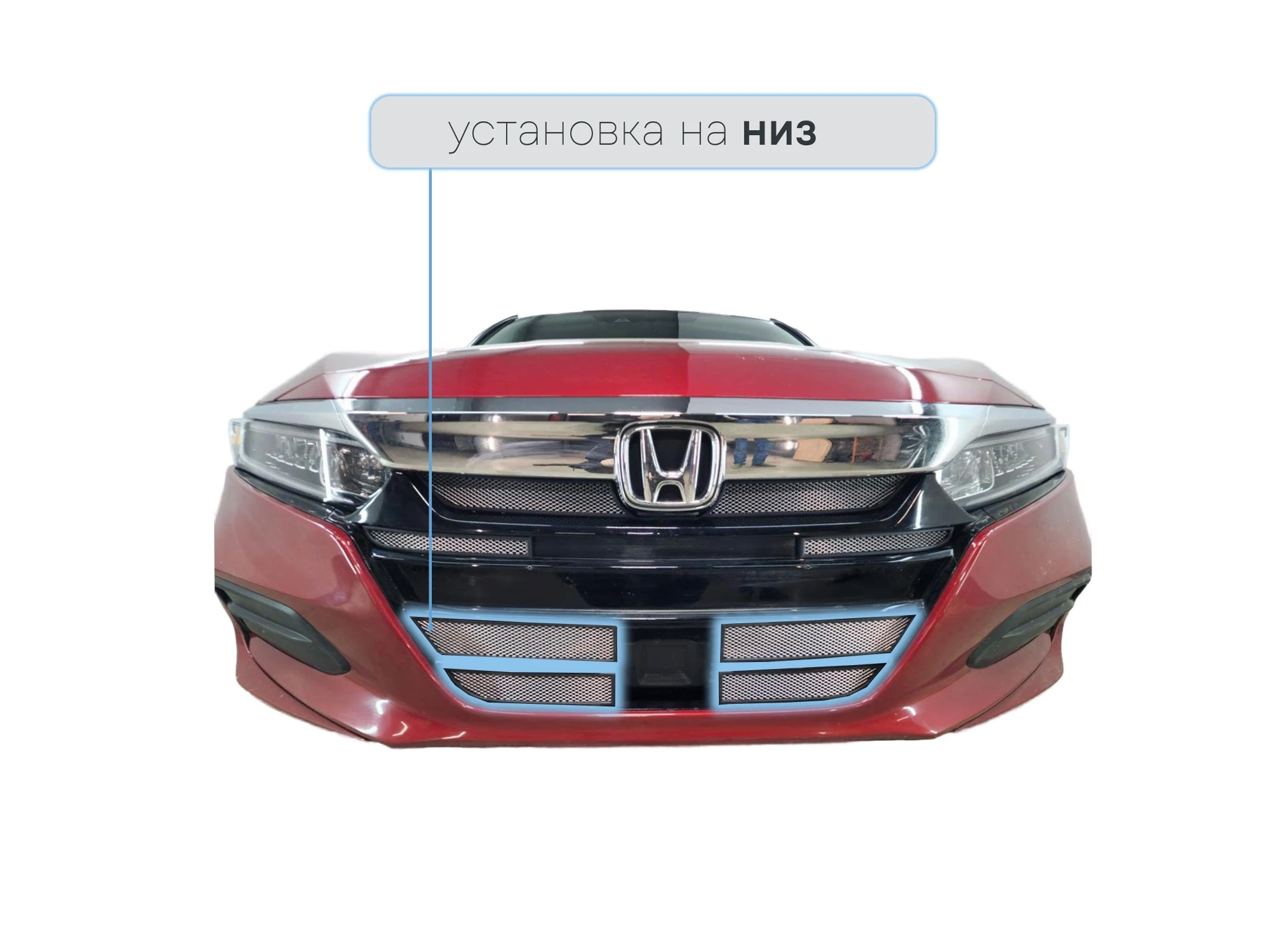 Защитная сетка радиатора низ 4 части для Honda Accord X Хром Стрелка 11 HONAC19.bot.chrome