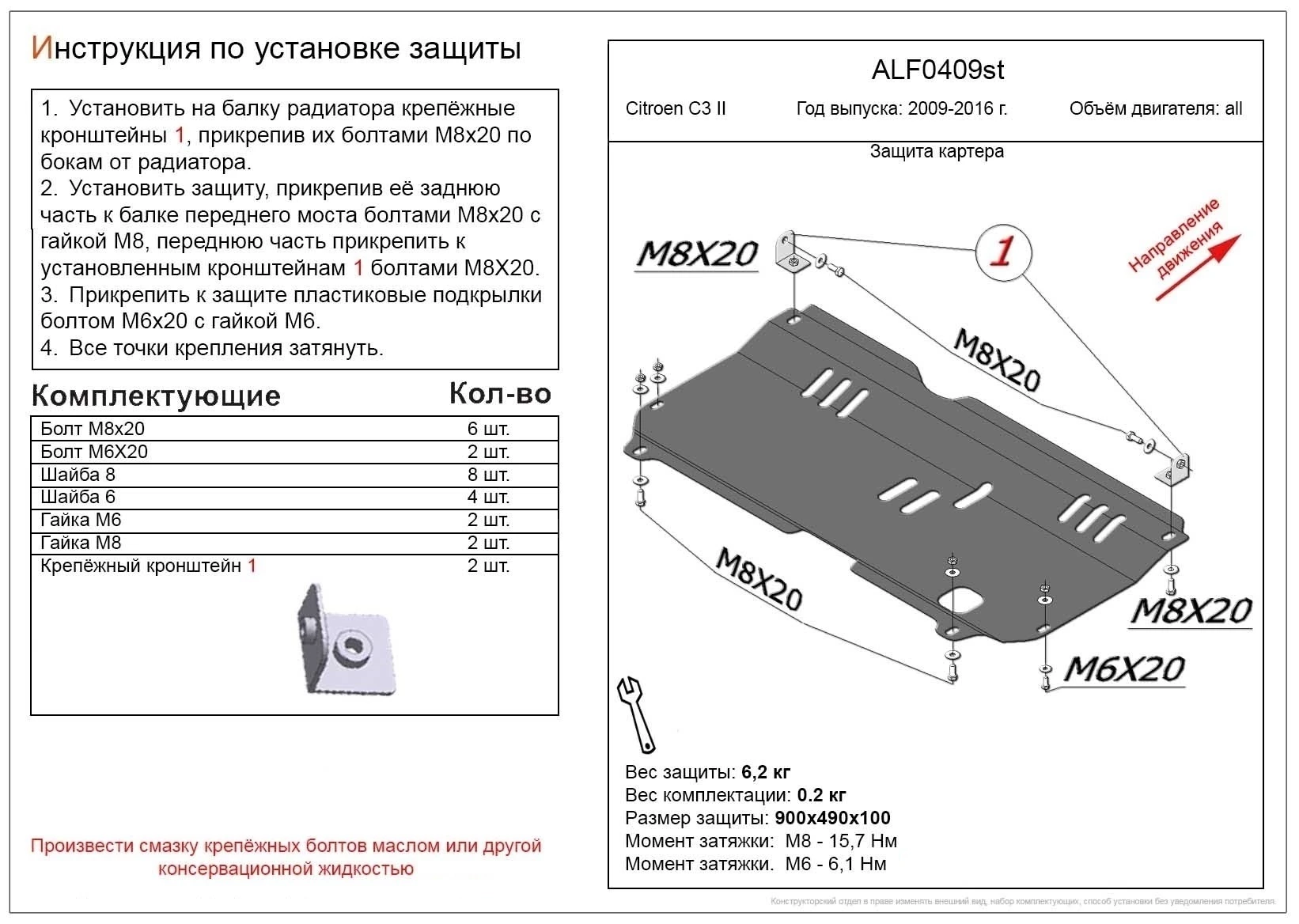 Защита картера и КПП для Citroen C3 II