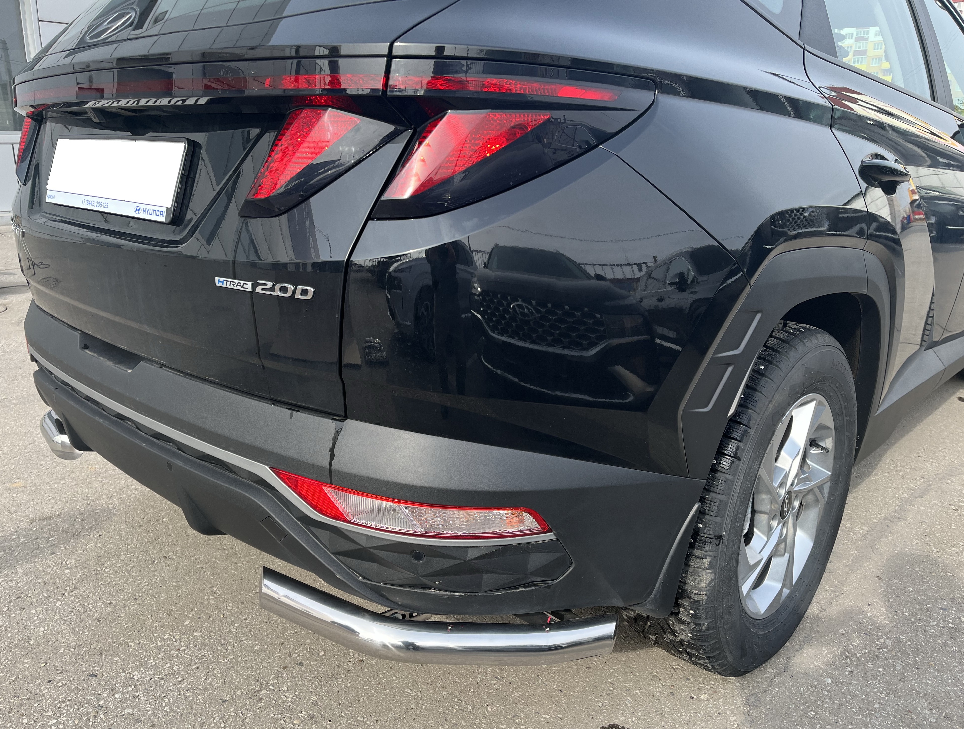 Защита заднего бампера угловая d60 мм для Hyundai Tucson IV
