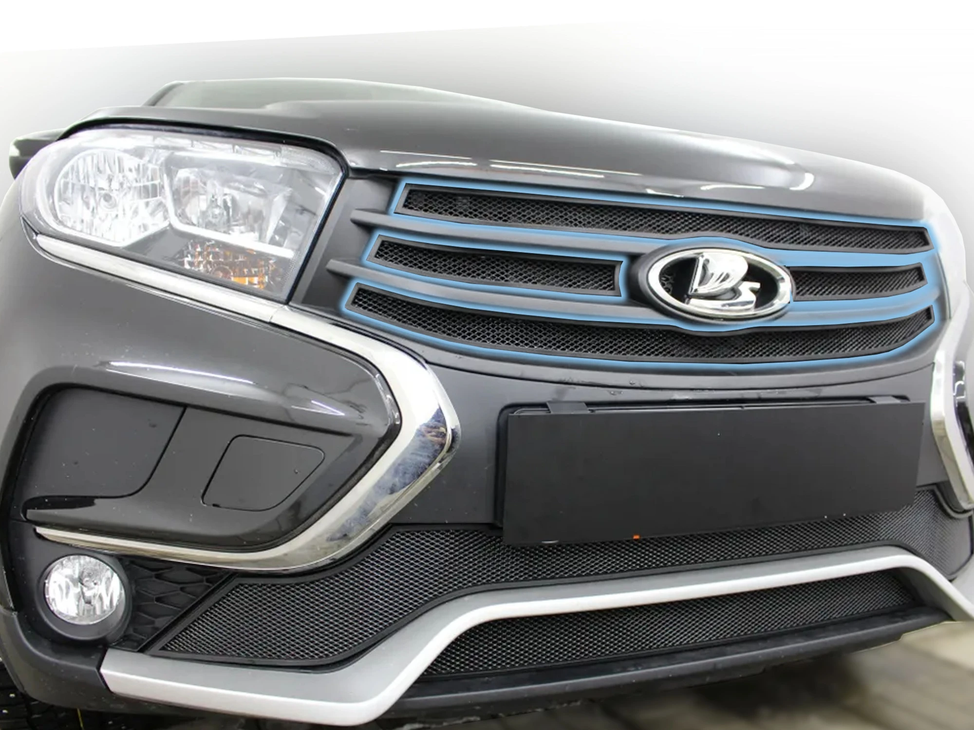 Защитная сетка радиатора верх 3 части для LADA (ВАЗ) Granta I Рестайлинг