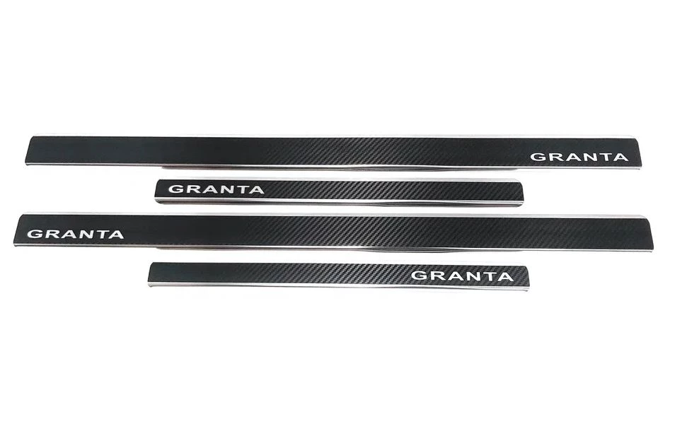 Накладки на пороги нержавеющая сталь под карбон 4шт. для LADA (ВАЗ) Granta I Рестайлинг