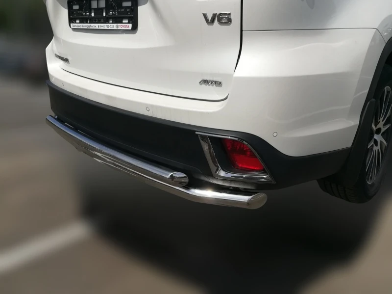 Защита заднего бампера двойная d60/42 мм для Toyota Highlander III (U50) Рестайлинг  Юко THL.17.15