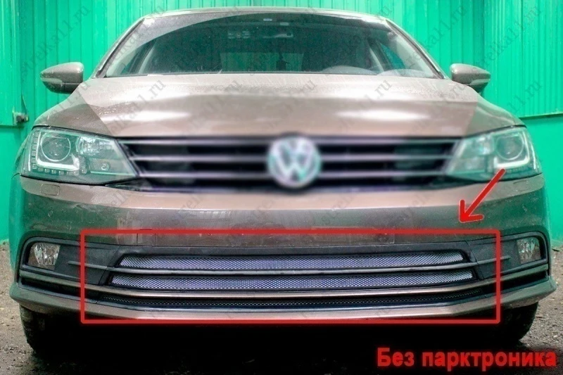 Защитная сетка радиатора 3 части для Volkswagen Jetta VI Рестайлинг Хром Стрелка 11 WVJ15.chrome