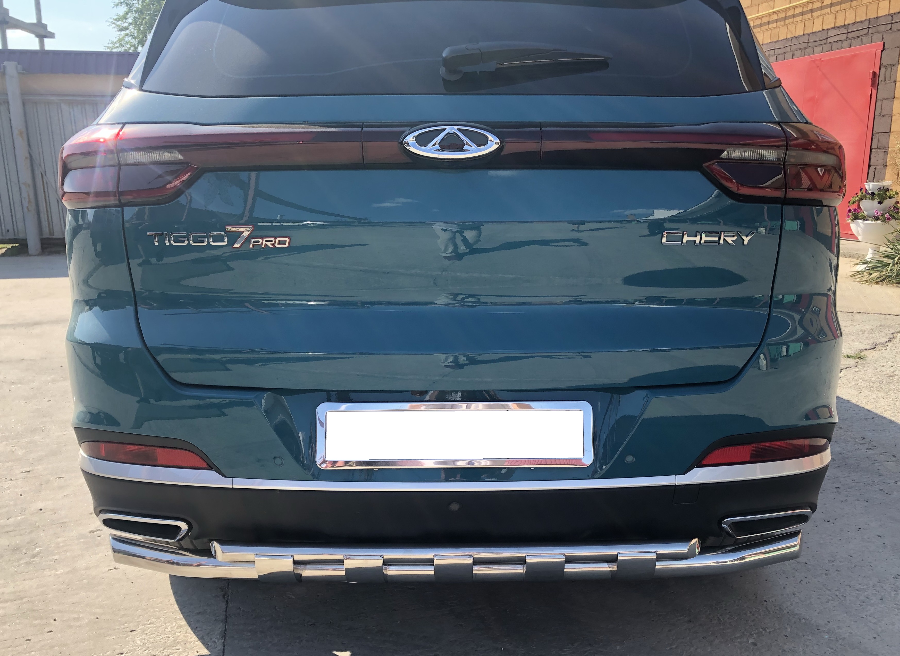 Защита заднего бампера двойная с перемычками d60/42 мм для Chery Tiggo 7 Pro I