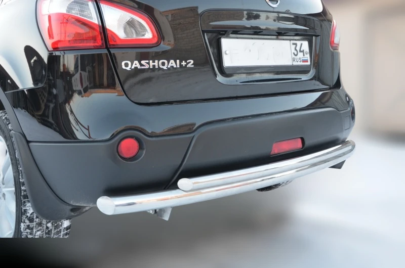 Защита заднего бампера двойная d60/42 мм для Nissan Qashqai I  Юко NQ.11.16