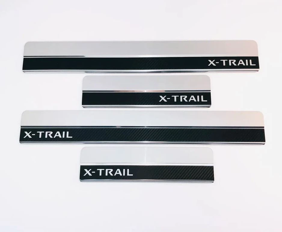 Накладки на пороги нержавеющая сталь под карбон 4шт. для Nissan X-Trail III Рестайлинг