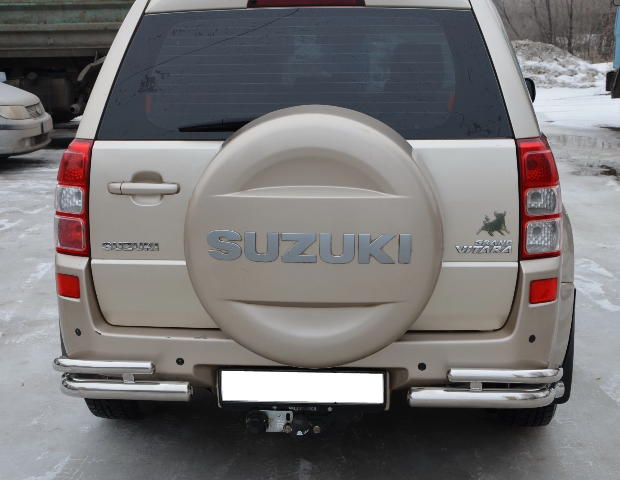 Защита заднего бампера угловая двойная d60/42 мм для Suzuki Grand Vitara III Рестайлинг 2  Юко SGV.13.19