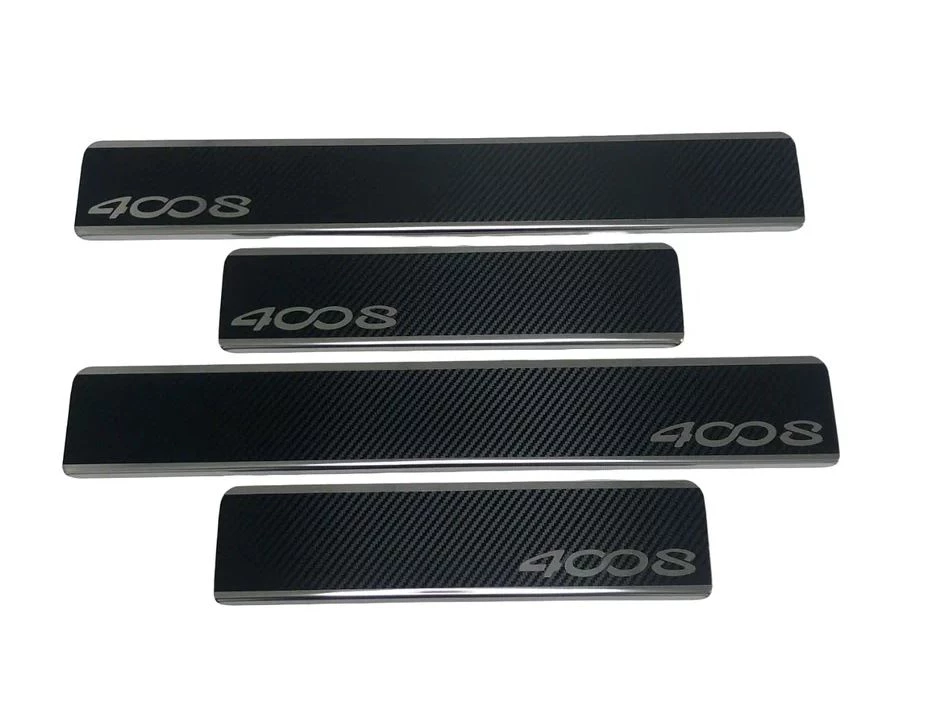 Накладки на пороги нержавеющая сталь под карбон 4шт. для Peugeot 4008