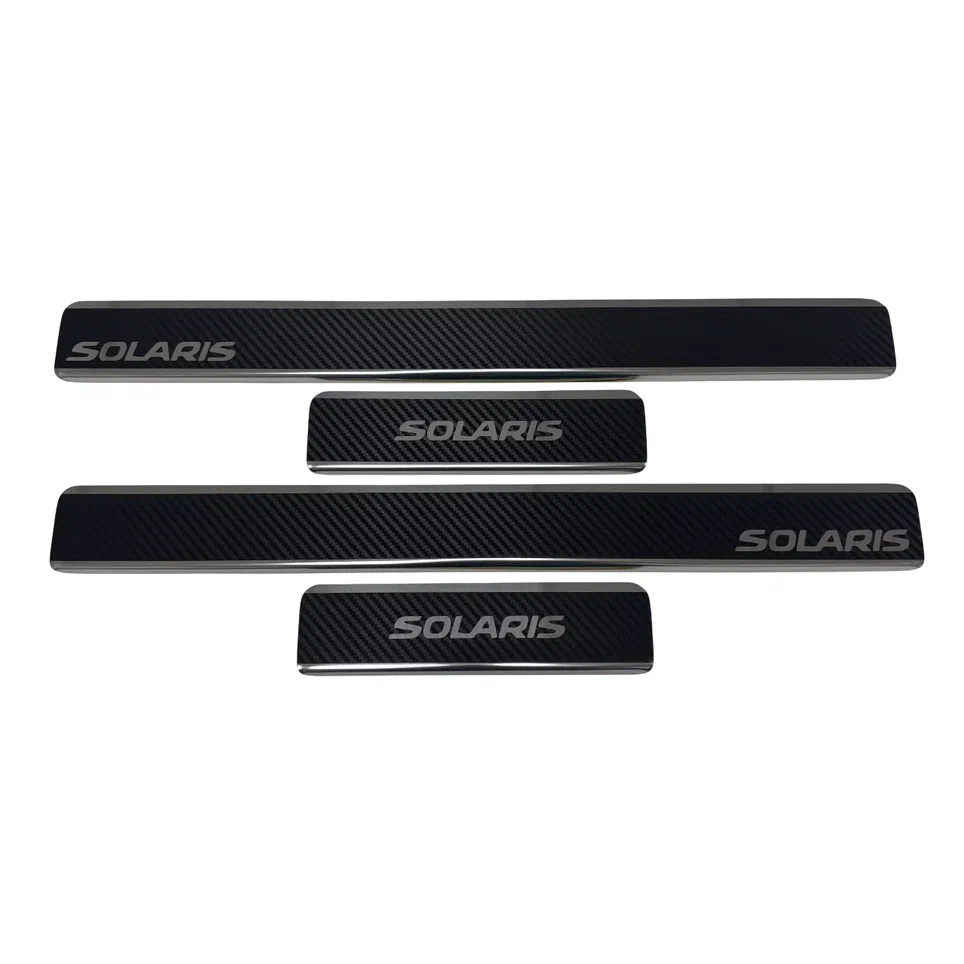 Накладки на пороги нержавеющая сталь под карбон 4шт. для Solaris HS I