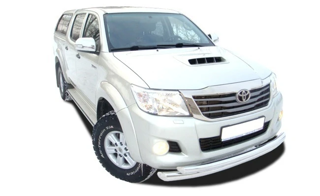 Защита переднего бампера двойная d76/60 мм для Toyota Hilux VII Рестайлинг  Юко THL.11.03-1