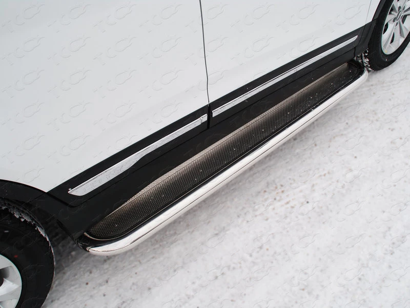 Пороги с площадкой (нерж. лист) 60,3 мм для Chery Tiggo 5 I
