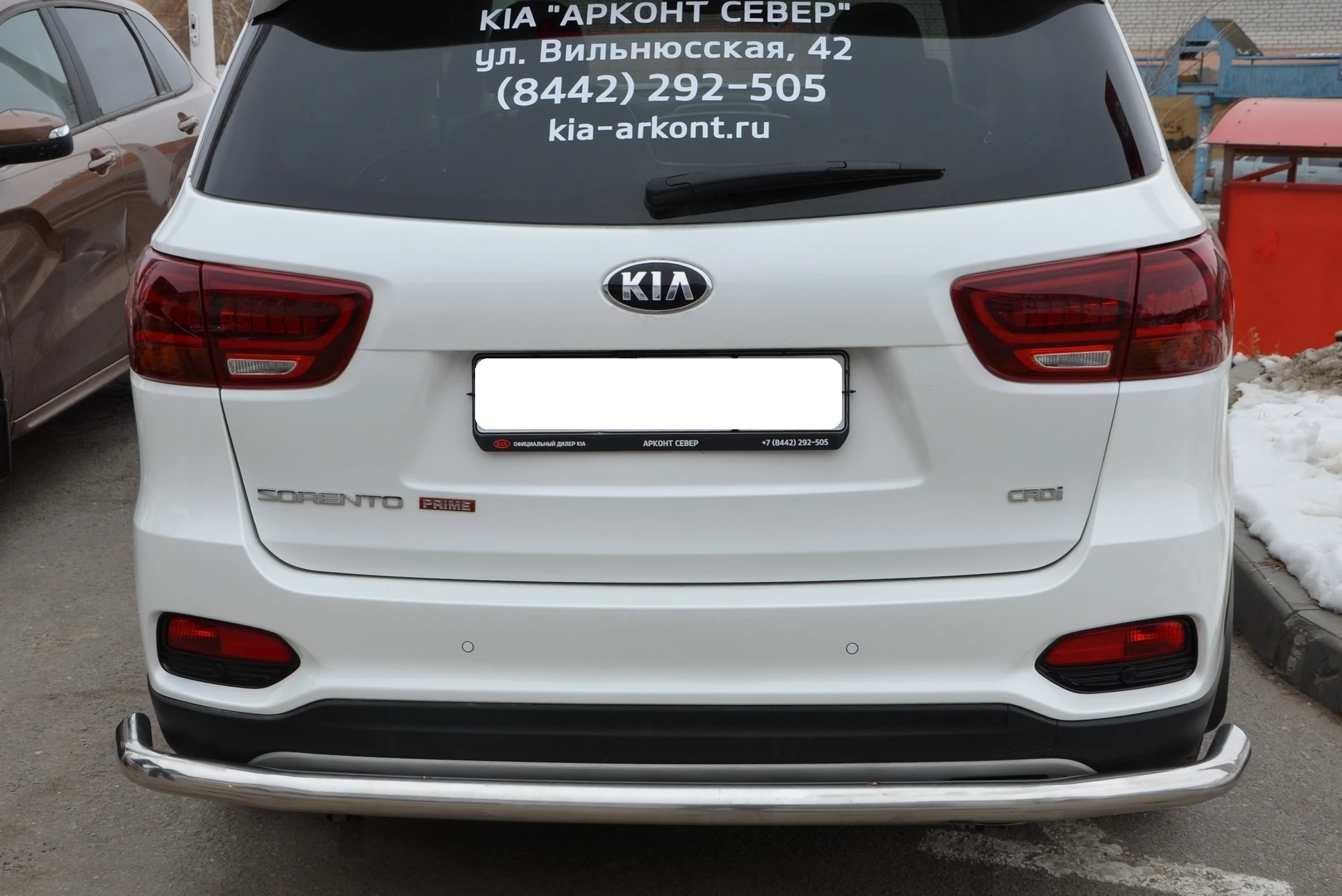 Защита заднего бампера угловая большая d60 мм для Kia Sorento III Prime Рестайлинг  Юко KSR.18.21-1