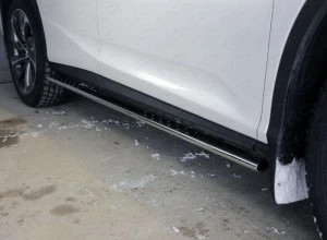 Пороги овальные с проступью 75х42 мм для Lexus RX IV Рестайлинг  ТСС LEXRX200t15-05