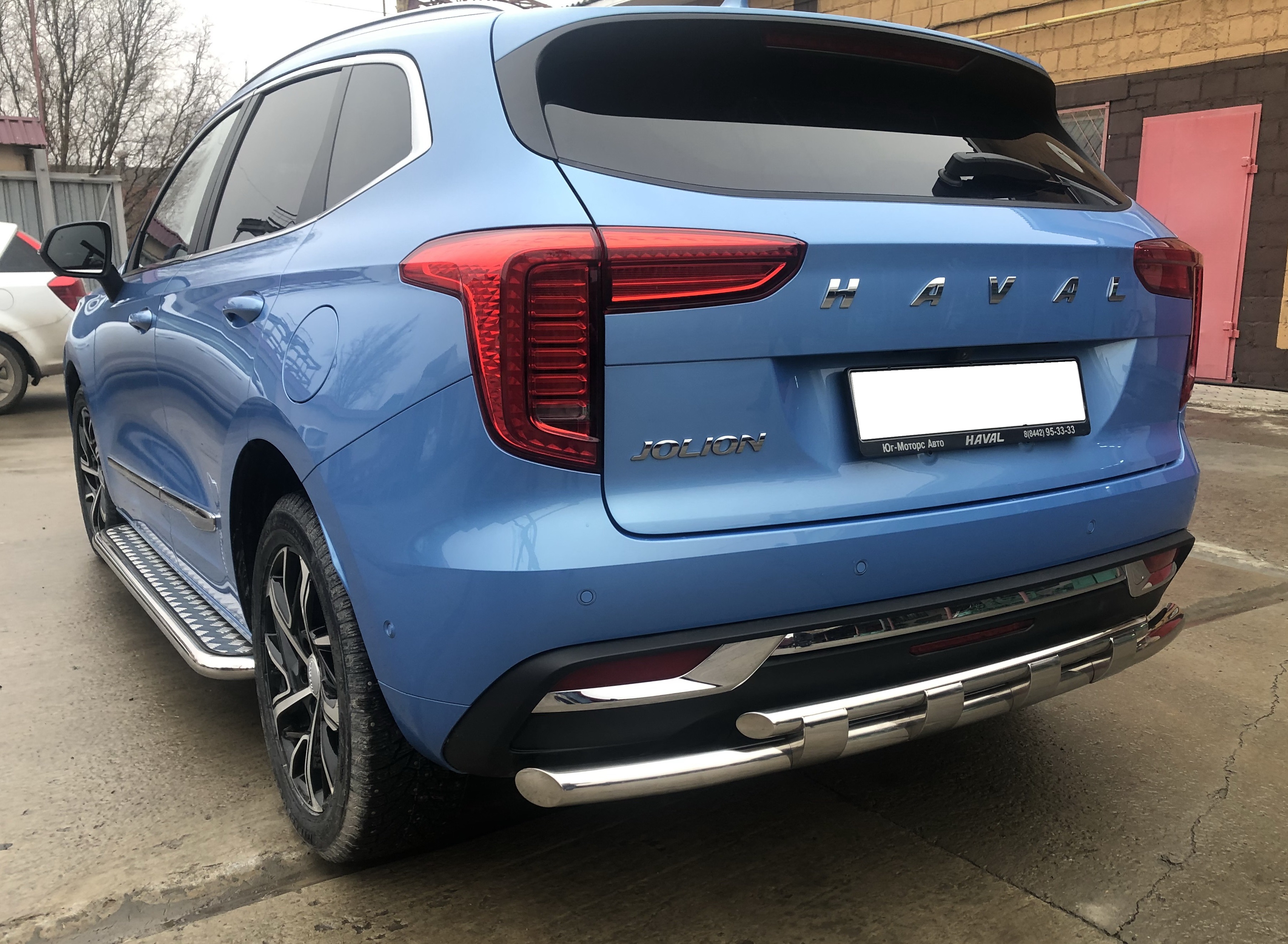 Защита заднего бампера двойная с перемычками d60/42 мм для Haval Jolion I