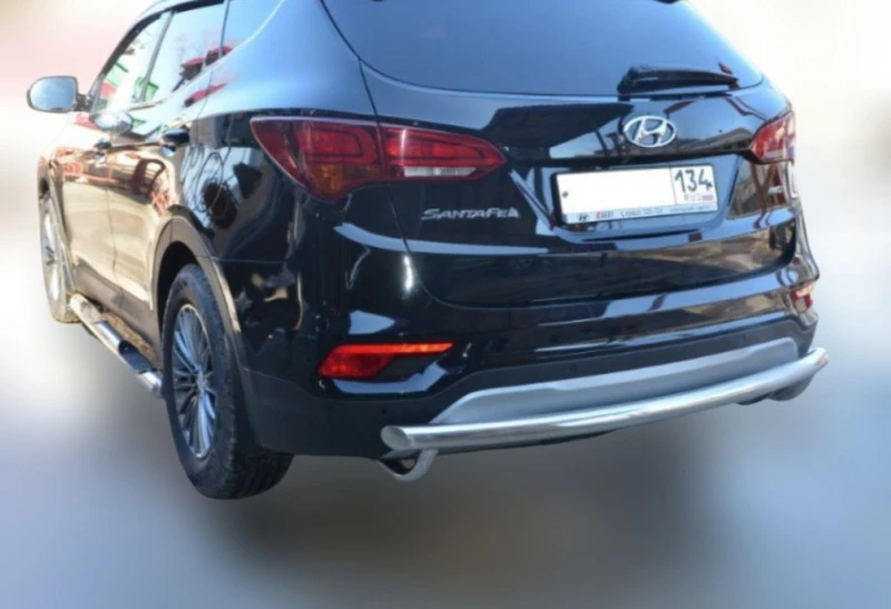 Защита заднего бампера d60 мм для Hyundai Santa Fe III  Юко HYSF.12.11