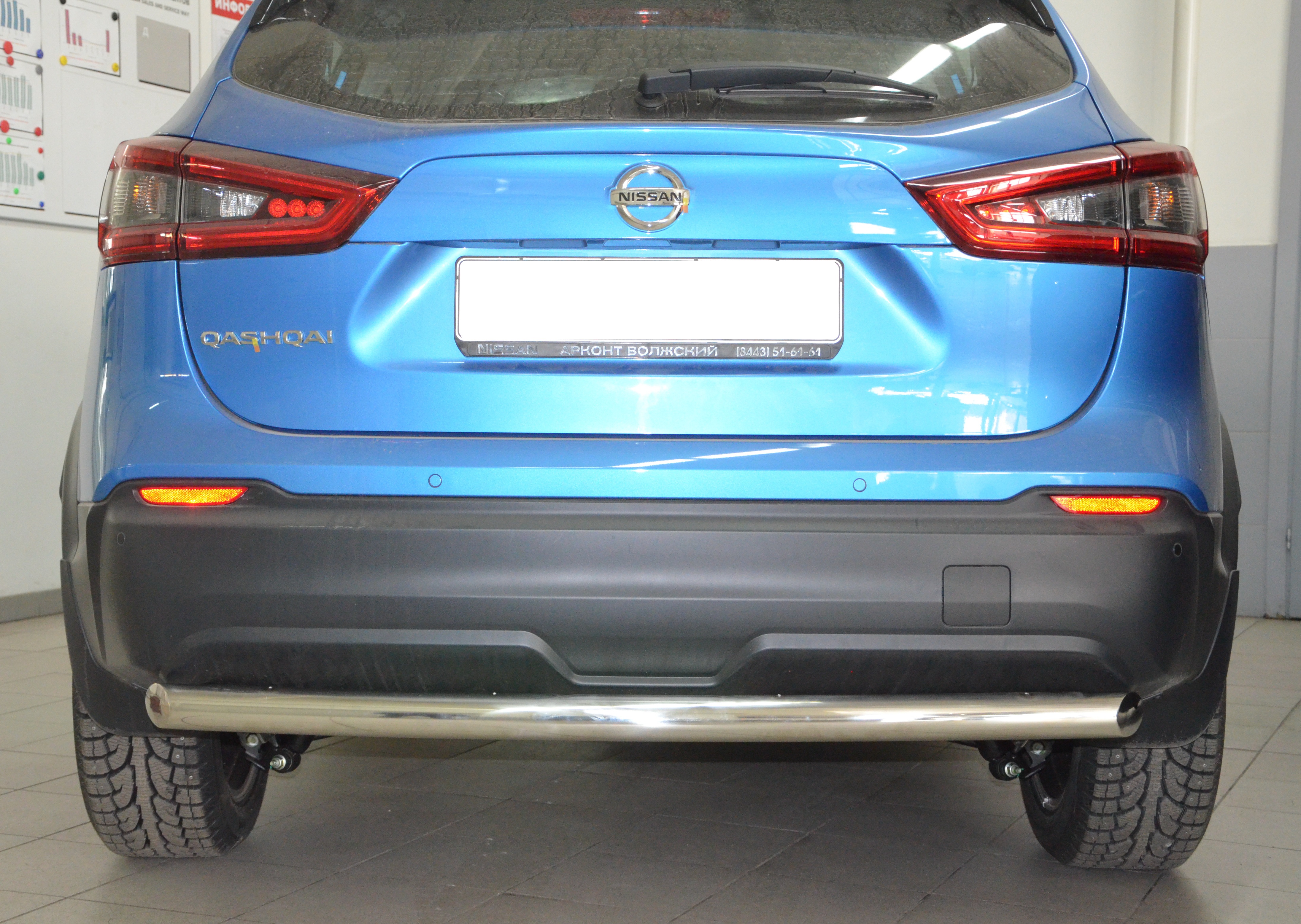 Защита заднего бампера d60 мм для Nissan Qashqai II Рестайлинг