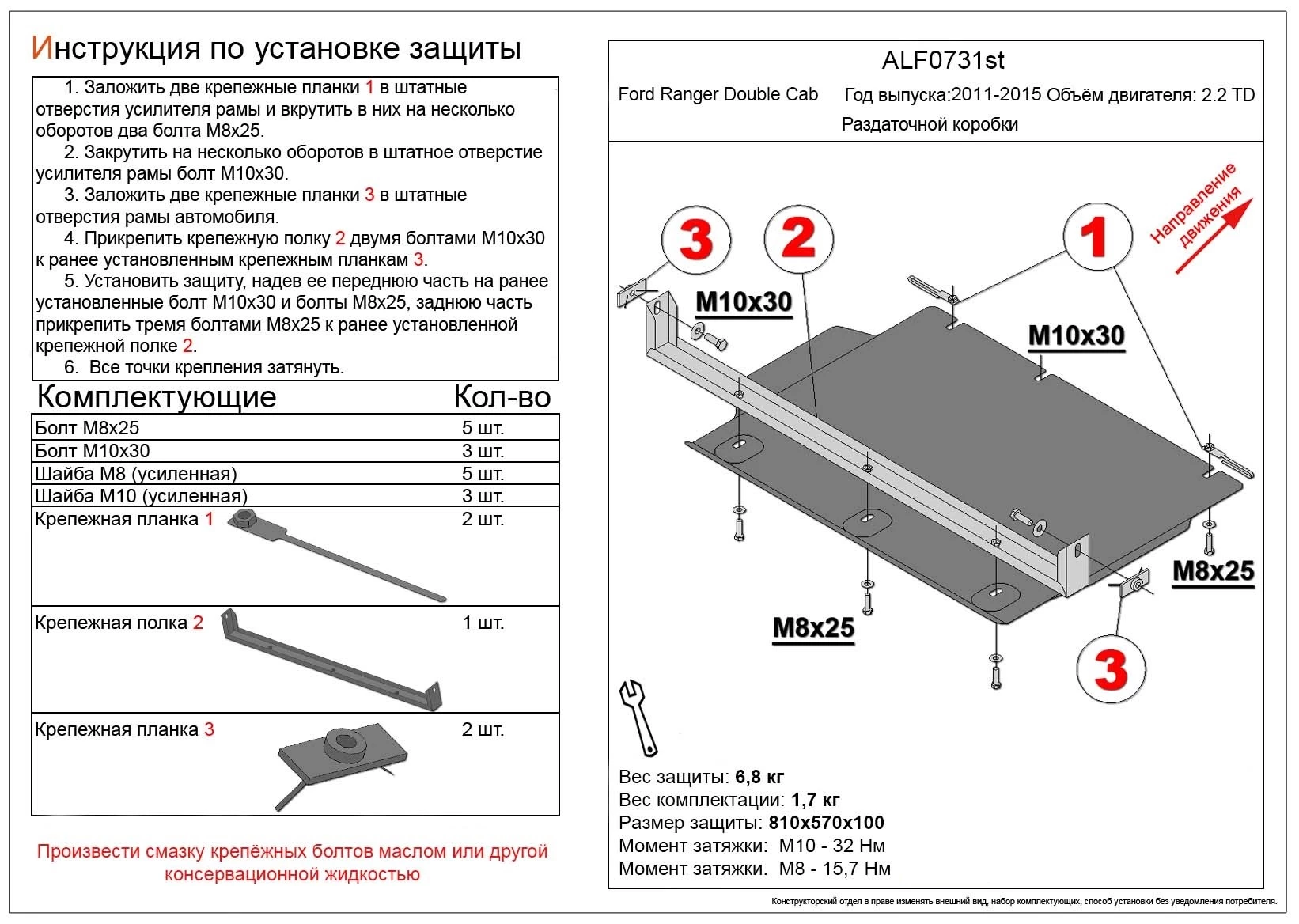 Защита РК для Ford Ranger III