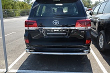Защита заднего бампера угловая большая двойная d76/42 мм для Toyota Land Cruiser 200 Series Рестайлинг 2