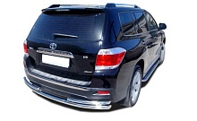 Защита заднего бампера двойная и короткая d60/42 мм для Toyota Highlander II (U40) Рестайлинг