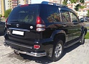Защита заднего бампера угловая двойная под фаркоп d60/42 мм для Toyota Land Cruiser Prado 120 Series