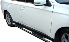 Пороги труба с проступью d76 мм для Mitsubishi Outlander III Рестайлинг