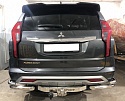 Защита заднего бампера угловая двойная d60/42 мм для Mitsubishi Pajero Sport III Рестайлинг
