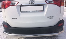 Защита заднего бампера угловая большая двойная d60/42 мм для Toyota RAV4 IV (XA40) Рестайлинг