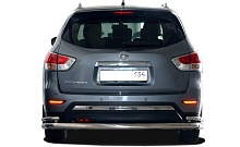 Защита заднего бампера угловая двойная большая d76/42 мм для Nissan Pathfinder IV