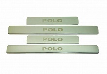 Накладки на пороги из нержавеющей стали 4шт.(с кузовом седан) для Volkswagen Polo V Рестайлинг