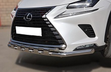 Защита переднего бампера двойная с перемычками d60/42 мм для Lexus NX I Рестайлинг