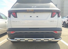 Защита заднего бампера с перемычками d60/42 мм для Hyundai Tucson IV