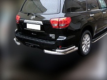 Защита заднего бампера угловая двойная d76/53 мм для Toyota Sequoia II