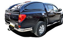 Защита заднего бампера угловая двойная d76/42 мм для Mitsubishi L200 IV