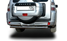 Защита заднего бампера двойная d76/76 мм для Mitsubishi Pajero IV Рестайлинг 1