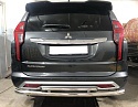 Защита заднего бампера двойная d60/42 мм для Mitsubishi Pajero Sport III Рестайлинг