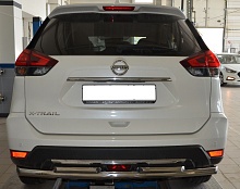 Защита заднего бампера двойная d60/42 мм для Nissan X-Trail III Рестайлинг